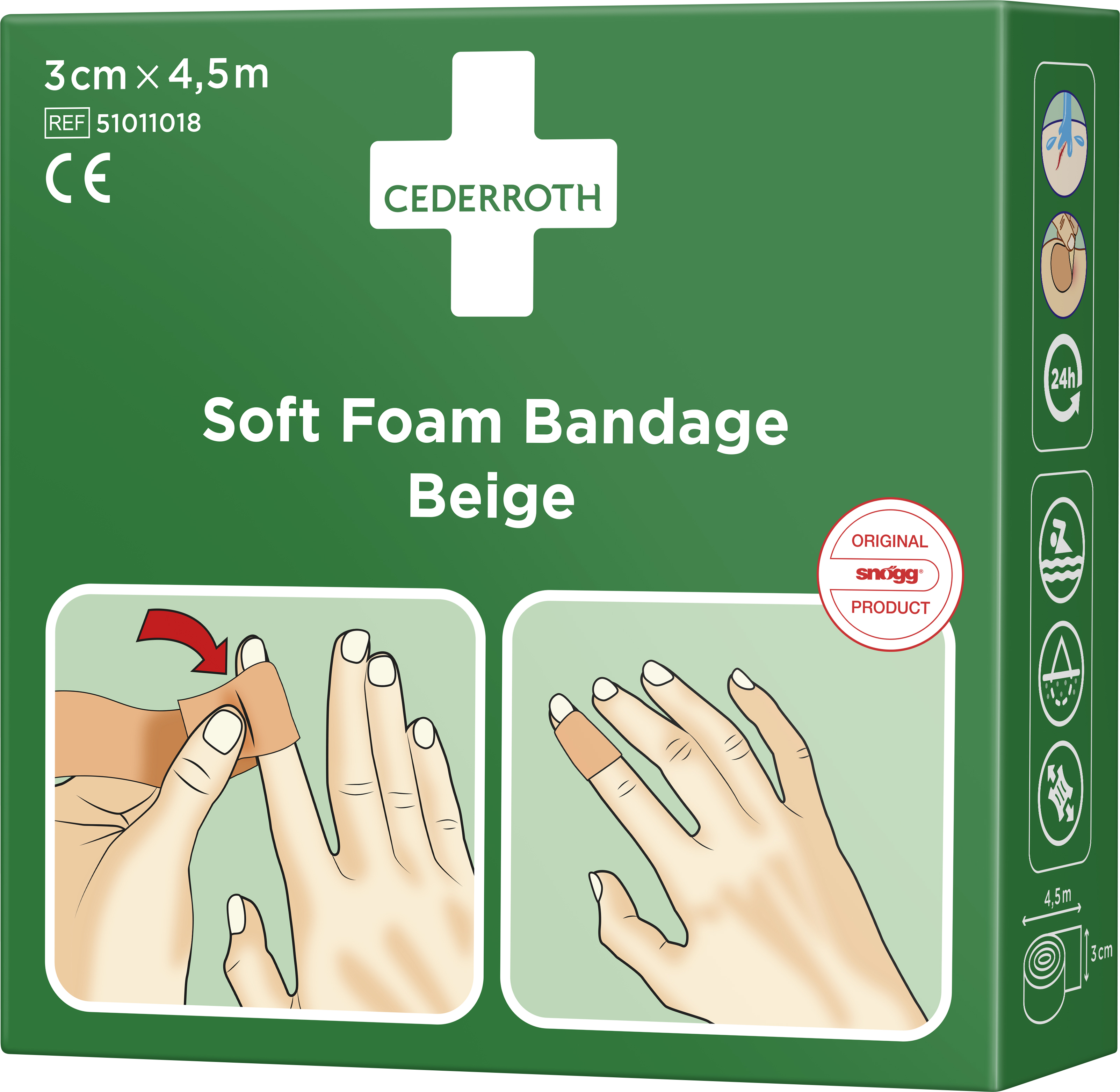 Cederroth Soft Foam Bandage Beige 3 cm x 4,5 m